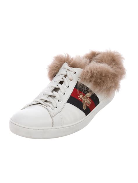 gucci ace fur sneakers|women's gucci sneakers sale.